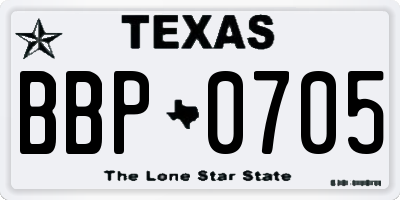 TX license plate BBP0705