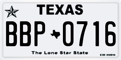 TX license plate BBP0716