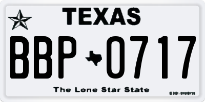 TX license plate BBP0717