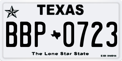 TX license plate BBP0723
