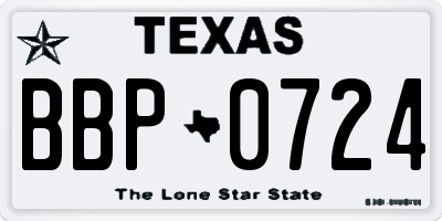 TX license plate BBP0724