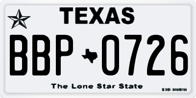 TX license plate BBP0726