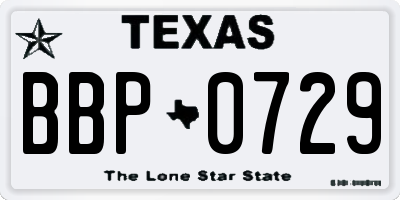 TX license plate BBP0729