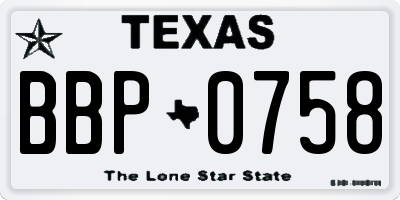 TX license plate BBP0758