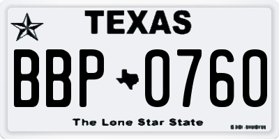 TX license plate BBP0760