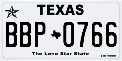 TX license plate BBP0766