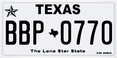 TX license plate BBP0770