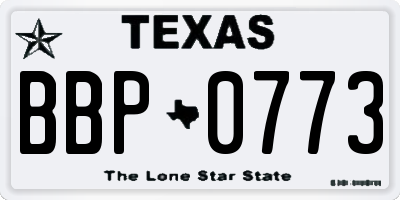 TX license plate BBP0773