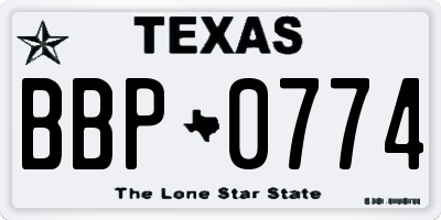 TX license plate BBP0774