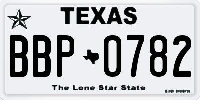 TX license plate BBP0782