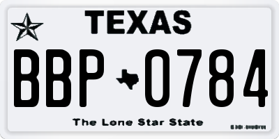 TX license plate BBP0784