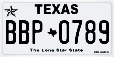 TX license plate BBP0789