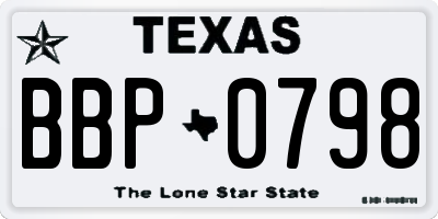 TX license plate BBP0798