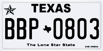 TX license plate BBP0803
