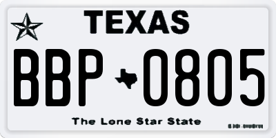 TX license plate BBP0805