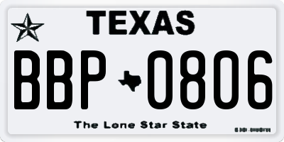TX license plate BBP0806