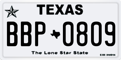 TX license plate BBP0809