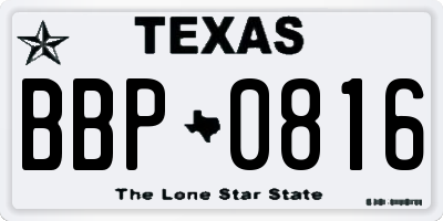 TX license plate BBP0816