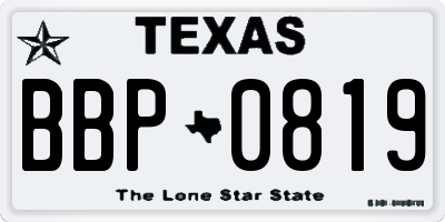 TX license plate BBP0819