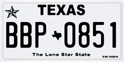 TX license plate BBP0851