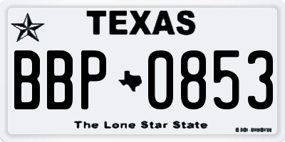 TX license plate BBP0853
