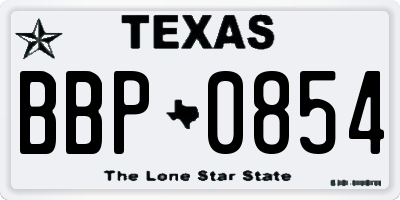 TX license plate BBP0854