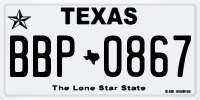 TX license plate BBP0867