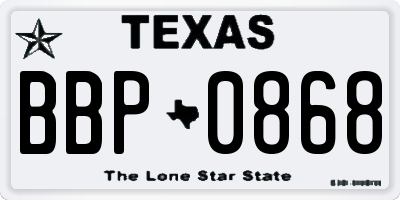 TX license plate BBP0868