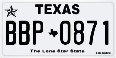 TX license plate BBP0871