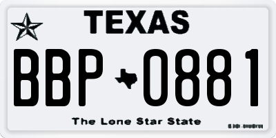 TX license plate BBP0881