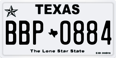 TX license plate BBP0884