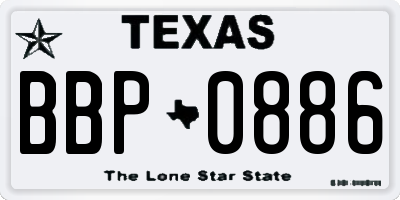 TX license plate BBP0886