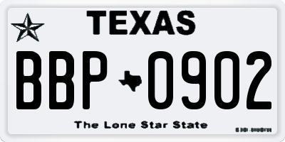 TX license plate BBP0902