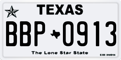 TX license plate BBP0913