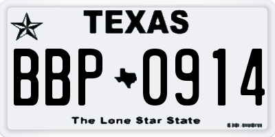 TX license plate BBP0914