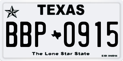 TX license plate BBP0915
