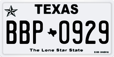 TX license plate BBP0929