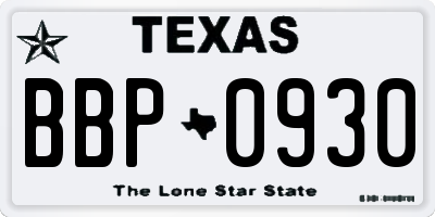 TX license plate BBP0930