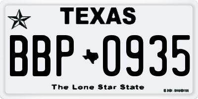TX license plate BBP0935