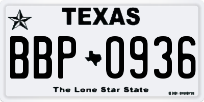 TX license plate BBP0936