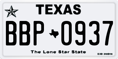 TX license plate BBP0937
