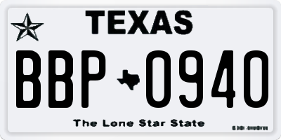 TX license plate BBP0940