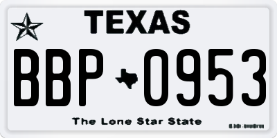 TX license plate BBP0953