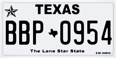 TX license plate BBP0954