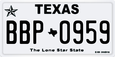 TX license plate BBP0959