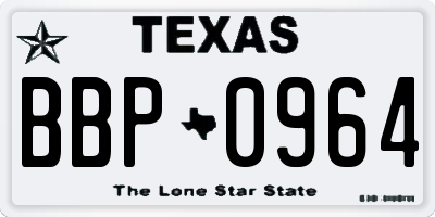 TX license plate BBP0964