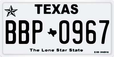 TX license plate BBP0967