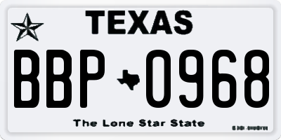 TX license plate BBP0968