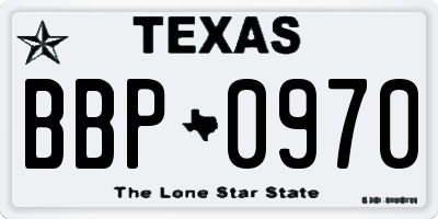 TX license plate BBP0970
