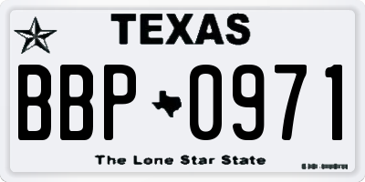 TX license plate BBP0971